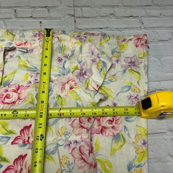 Vintage Liz Claiborne Floral Linen Button Front Dress Size 14 Petite B283 -27 - Picture 6 of 13